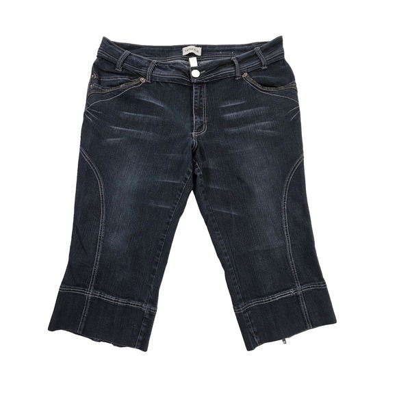 Venezia Denim - Venezia Dark Wash Capri Jeans Womens 20 Plus‎ Stretch Cropped Denim Zipper Cuff